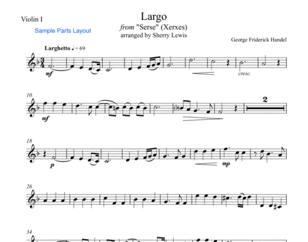 LARGO from "Serse" (Xerxes), Handel, String Trio, Intermediate Level for 2 violins and cello or viol image number null