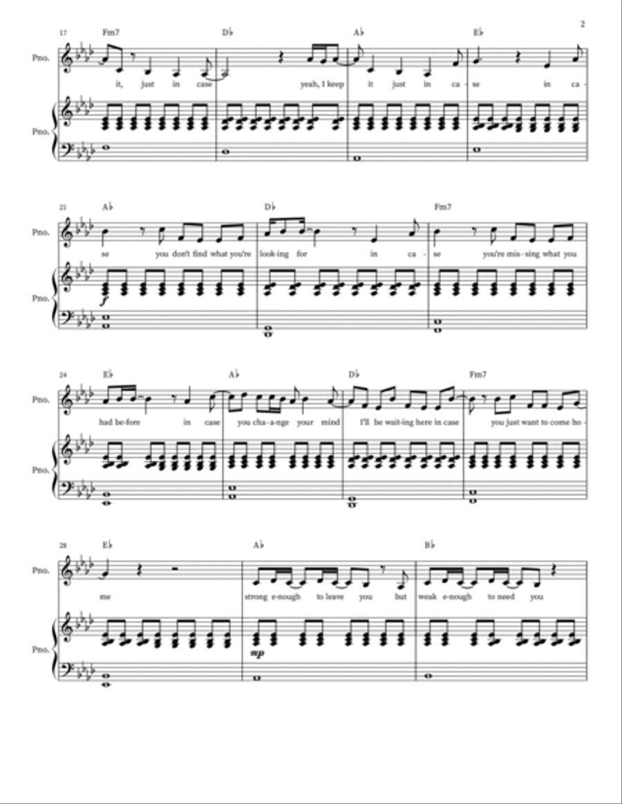 In Case In Case Piano, Vocal scores gallery preview page 2