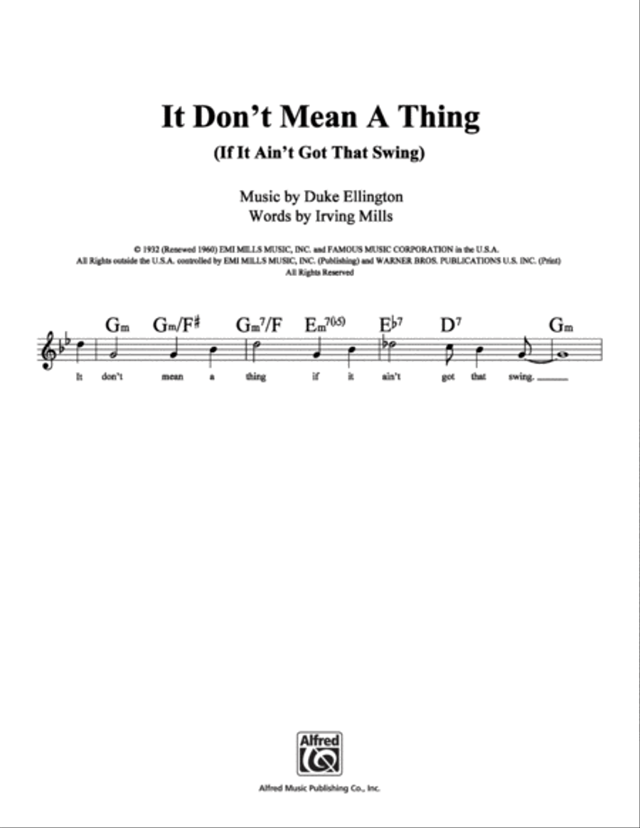 It Don't Mean a Thing (If It Ain't Got That Swing) School and Community scores gallery preview page 1