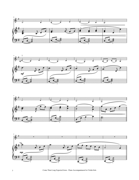 Come, Thou Long Expected Jesus - Violin Solo with Piano Accompaniment image number null