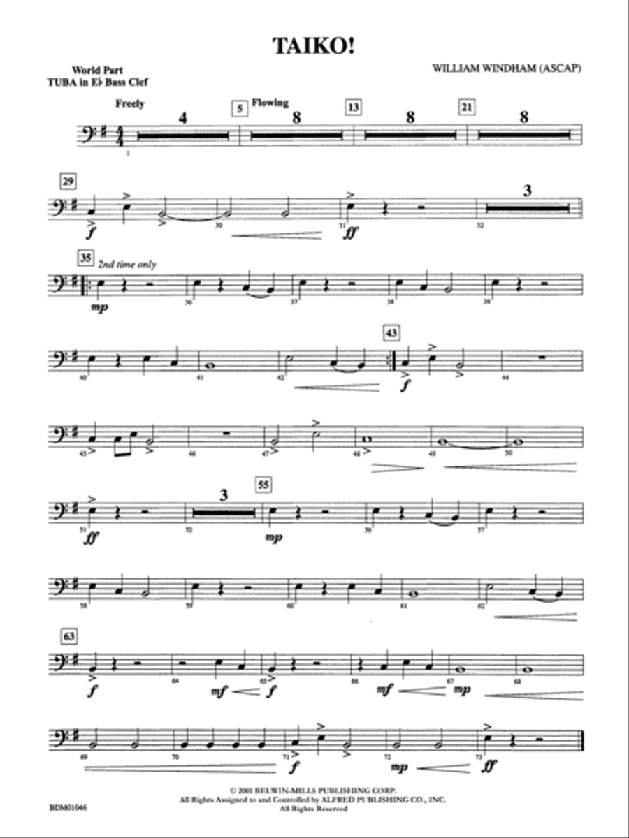 Taiko!: (World Part) E-flat Tuba B.C. Concert Band scores gallery preview page 1
