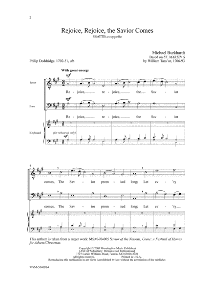 Rejoice, Rejoice, the Savior Comes Divisi scores gallery preview page 2