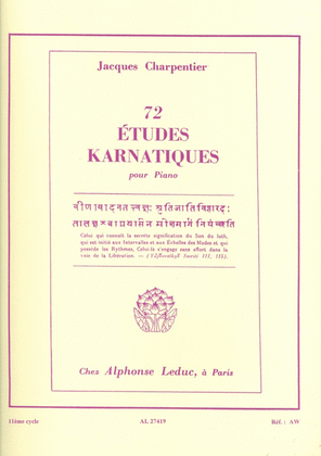 72 Etudes Karnatiques - 11e Cycle (piano Solo)