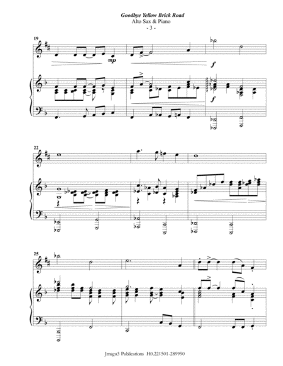 Goodbye Yellow Brick Road Alto Saxophone scores gallery preview page 3