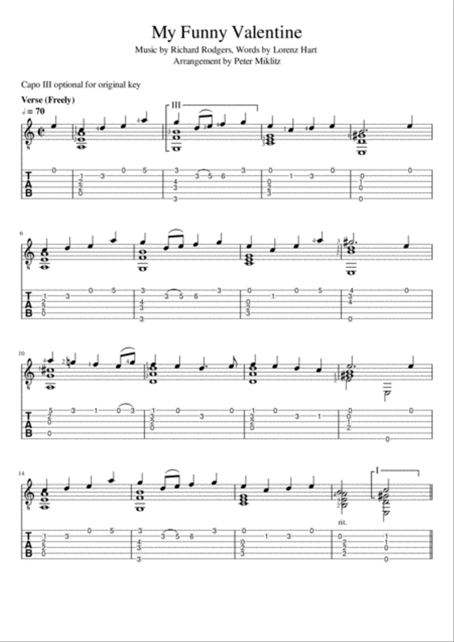 My Funny Valentine Electric Guitar scores gallery preview page 1