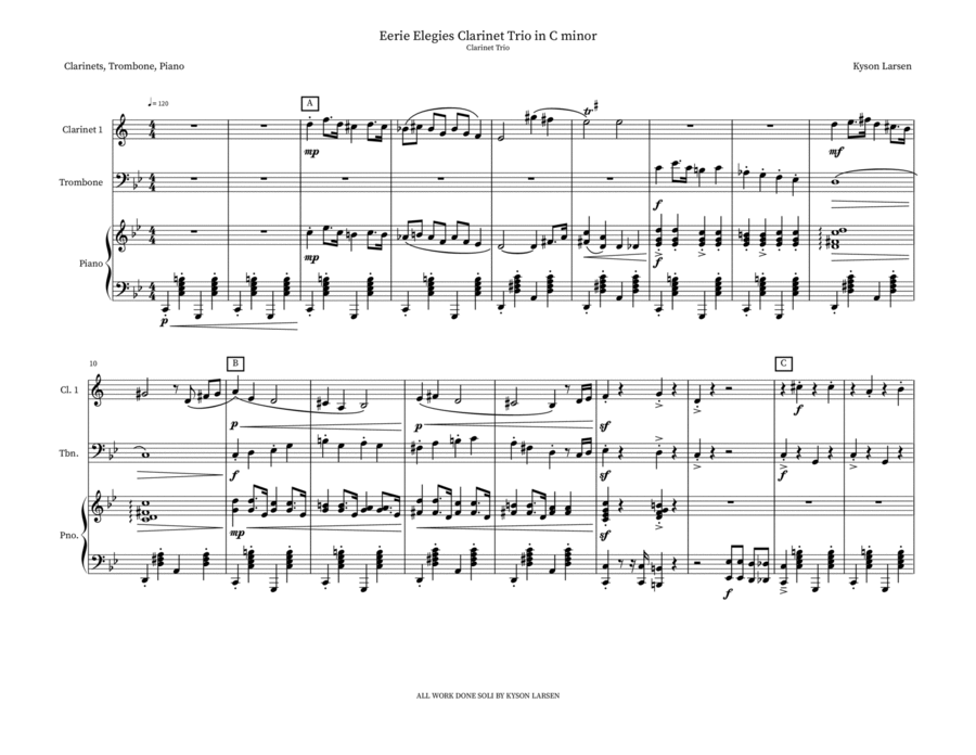 Eerie Elegies Clarinet Trio in C minor Clarinet Trio scores gallery preview page 1