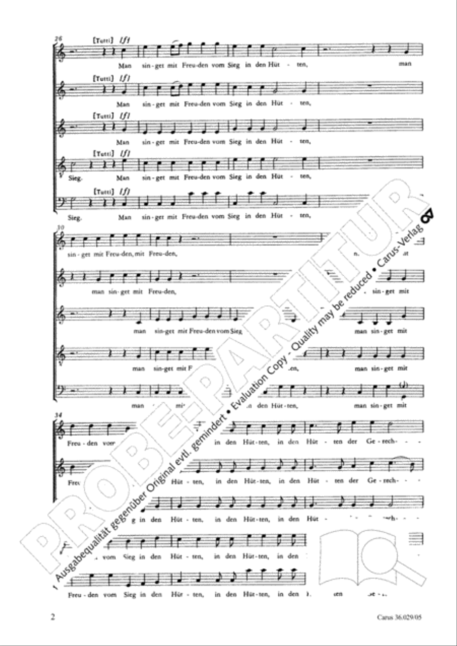 The voice of rejoicing and hope (Man singet mit Freuden vom Sieg) SSATB scores gallery preview page 3