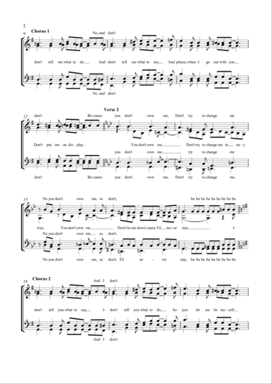 You Don't Own Me SSAA scores gallery preview page 2