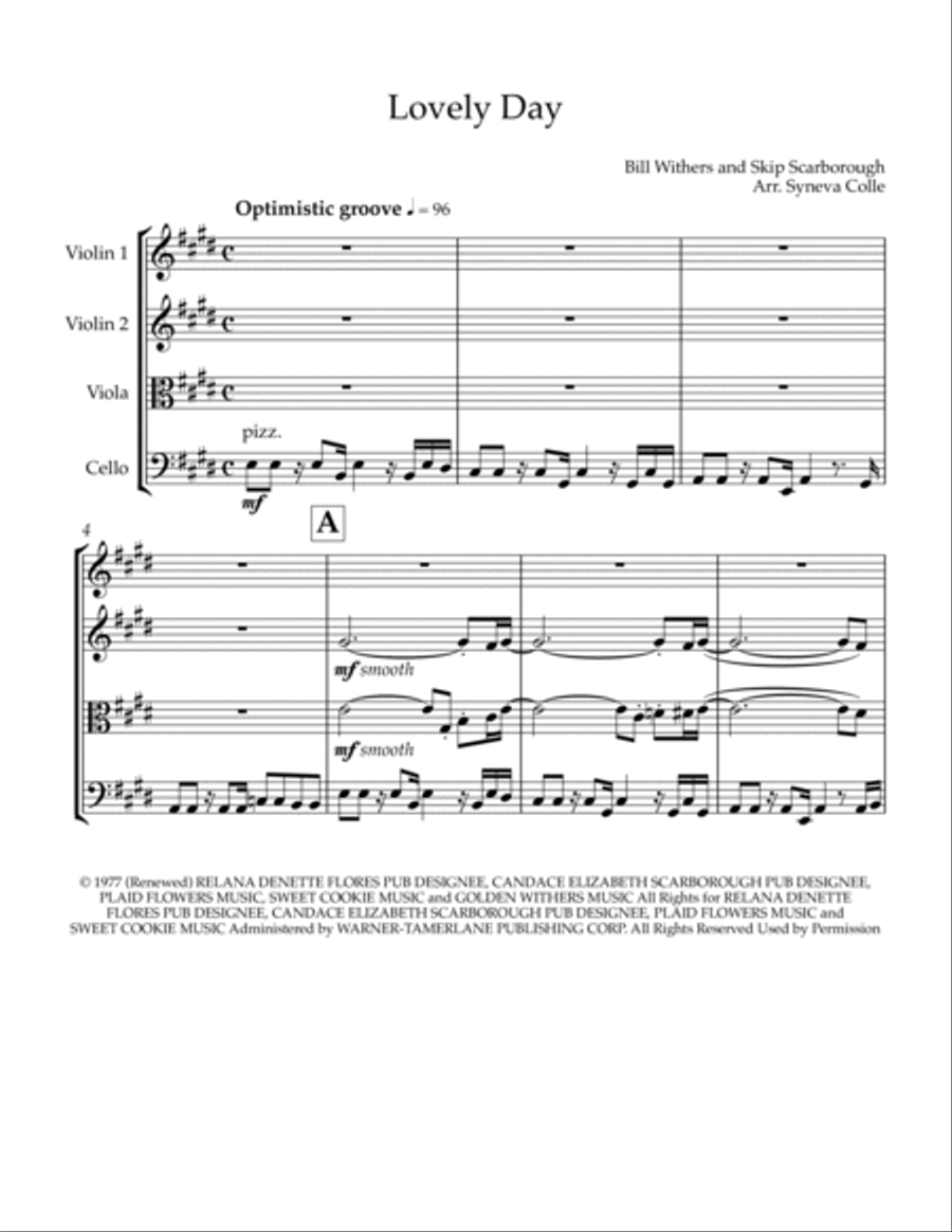 Lovely Day Lovely Day String Quartet scores gallery preview page 2