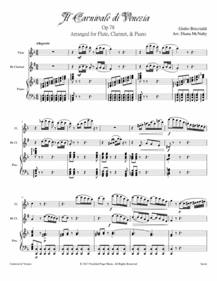 Carnival of Venice (Op.78) For Flute, Clarinet, and Piano