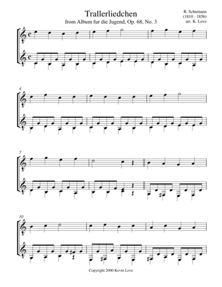 Trallerliedchen, Op. 68, No. 3 (Guitar Duo) image number null
