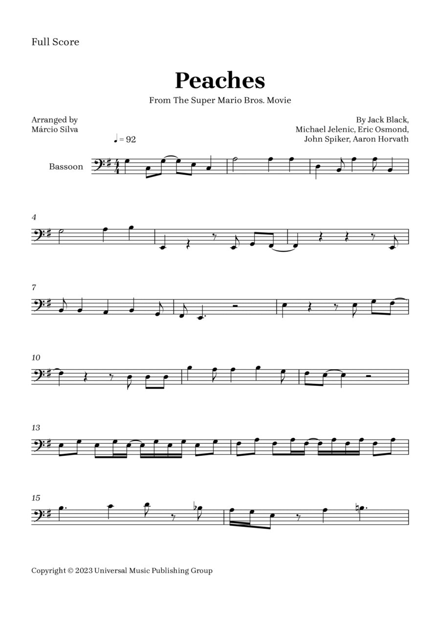 Peaches Bassoon Solo scores gallery preview page 1