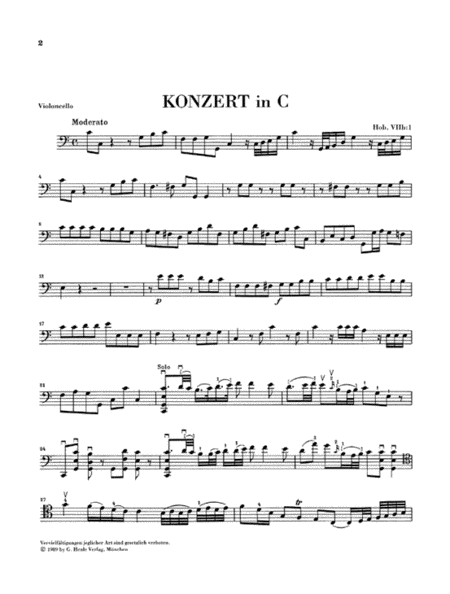 Concerto for Violoncello and Orchestra C major Hob. VIIb:1