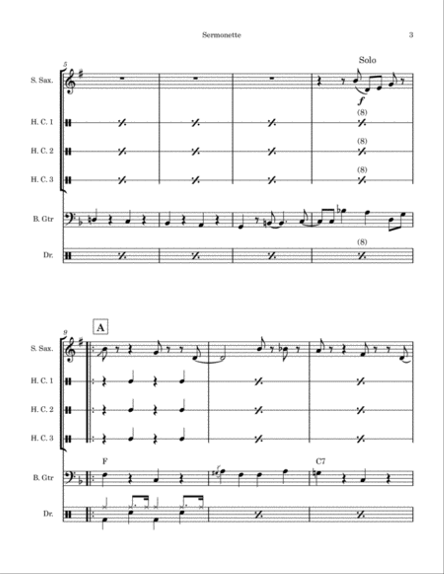 Sermonette Saxophone Quartet scores gallery preview page 3