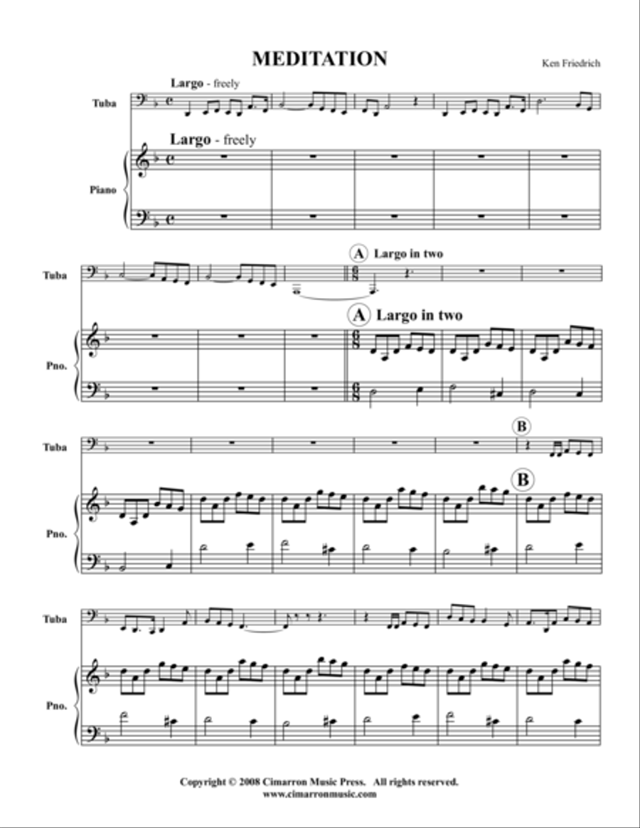 Meditation Meditation Euphonium scores gallery preview page 1
