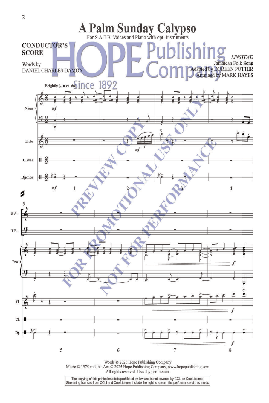 A Palm Sunday Calypso Piano Accompaniment scores gallery preview page 3