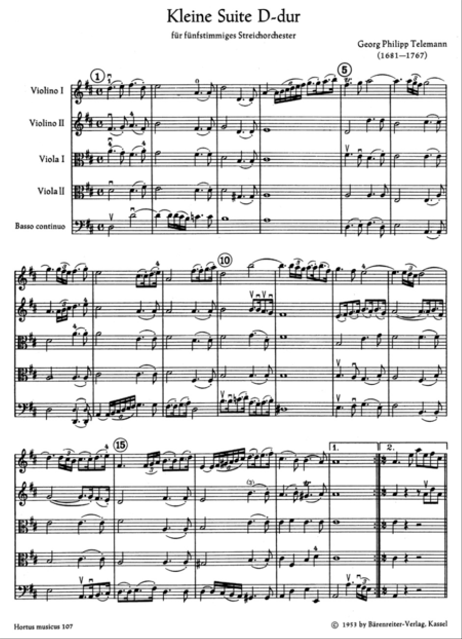 Kleine Suite for Strings and Basso continuo D major String Orchestra scores gallery preview page 2