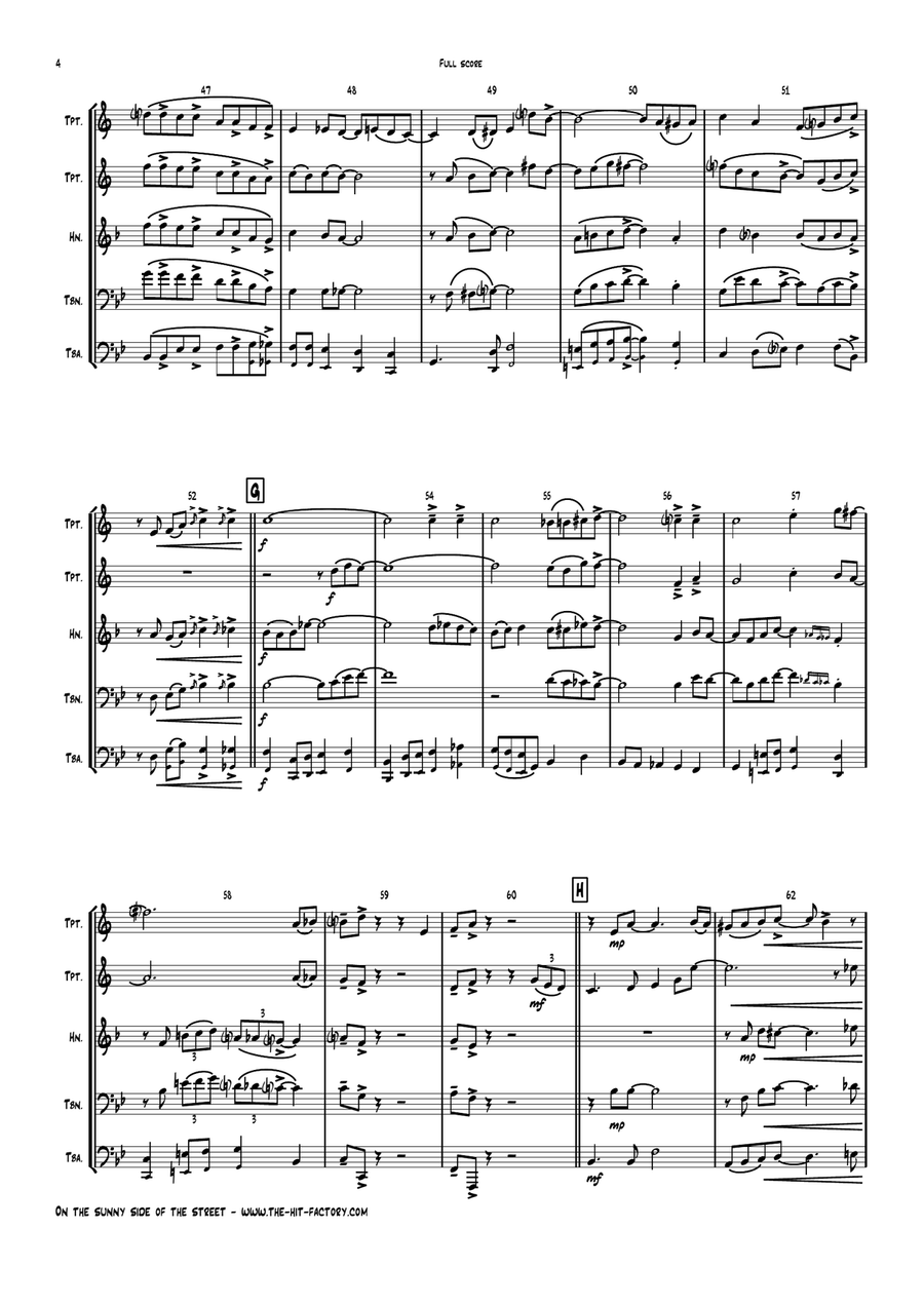 On The Sunny Side Of The Street Brass Ensemble scores gallery preview page 4