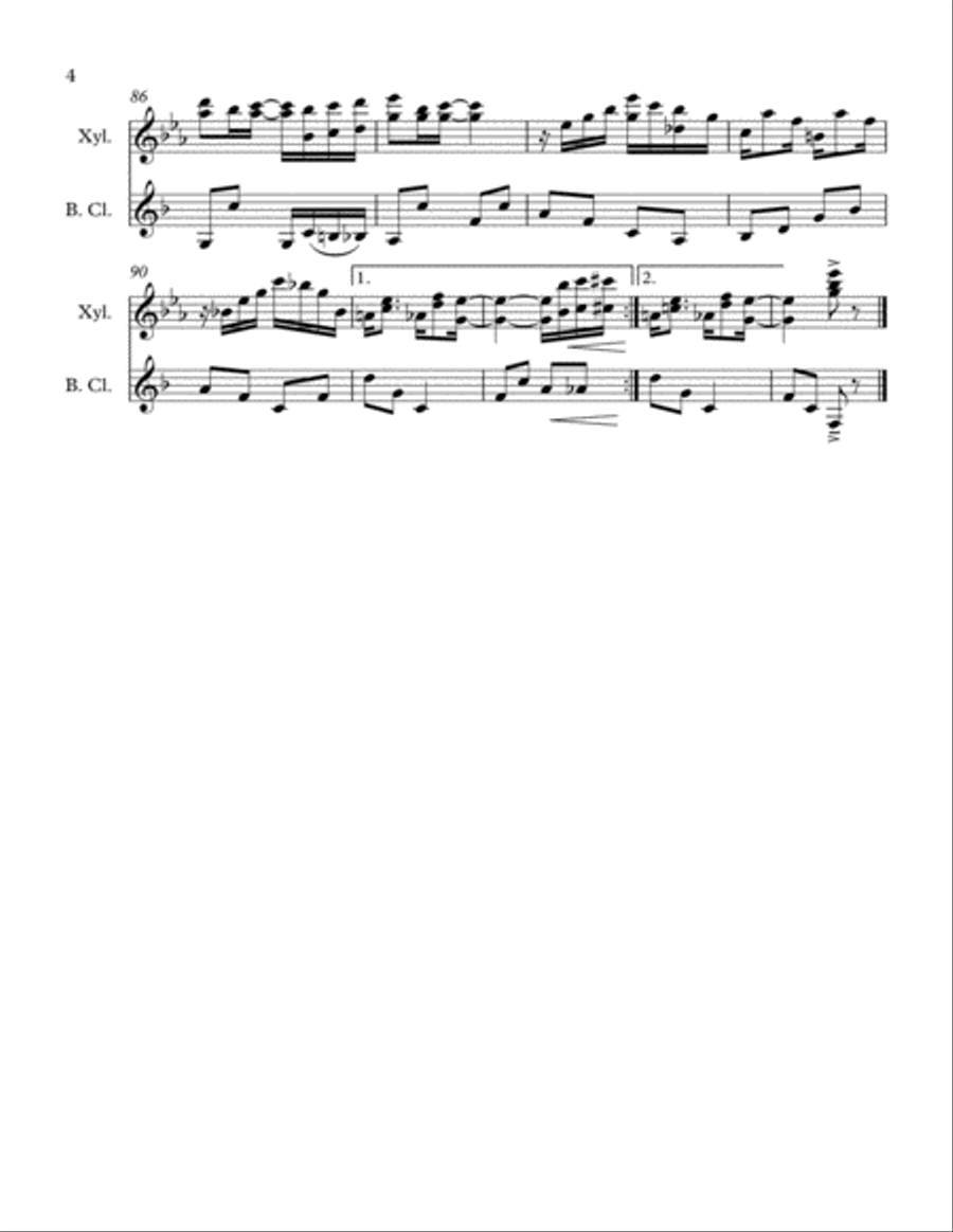 The Easy Winners for Xylophone and Bass Clarinet Bass Clarinet scores gallery preview page 4