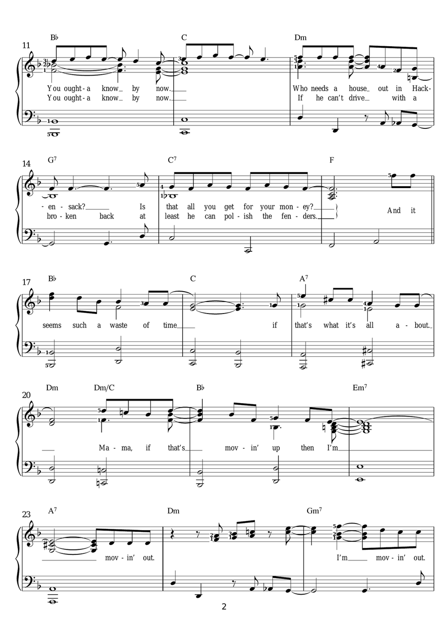 Movin' Out (Anthony's Song) Voice scores gallery preview page 2