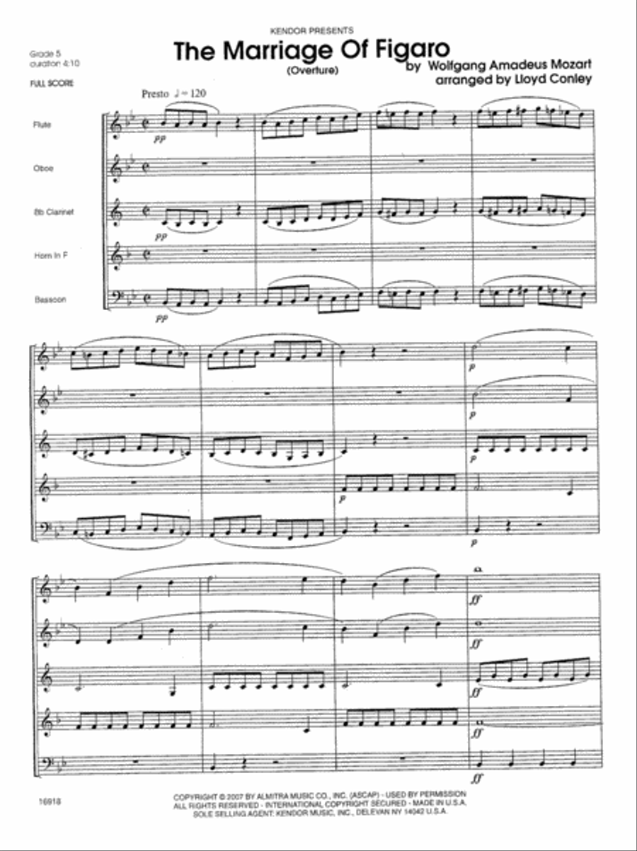 Marriage Of Figaro, The (Overture) Woodwind Quintet scores gallery preview page 2