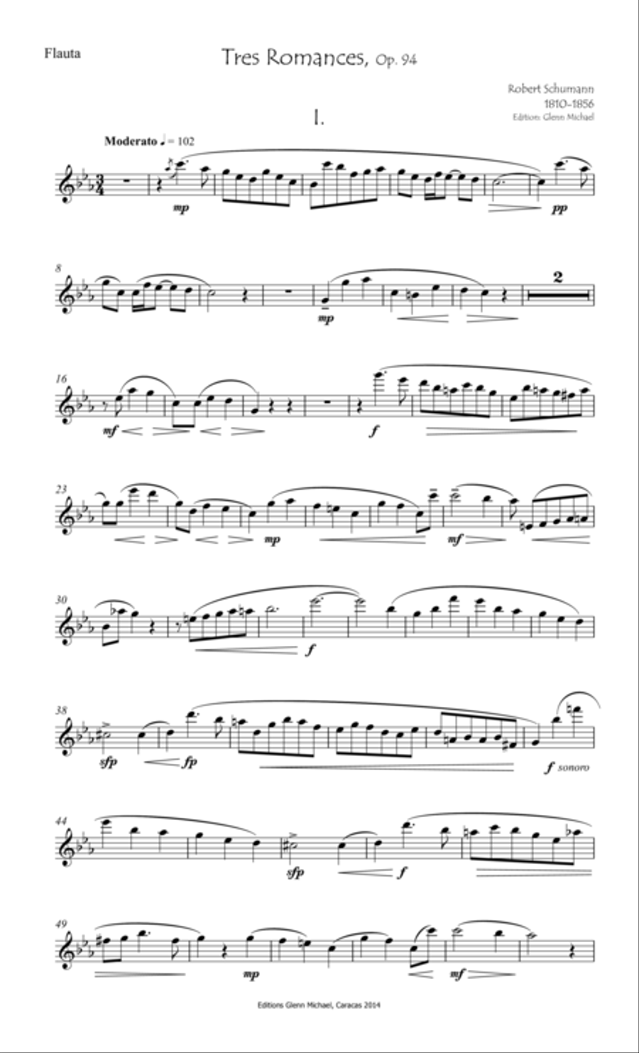 Schumann, 3 Romances for flute & piano image number null