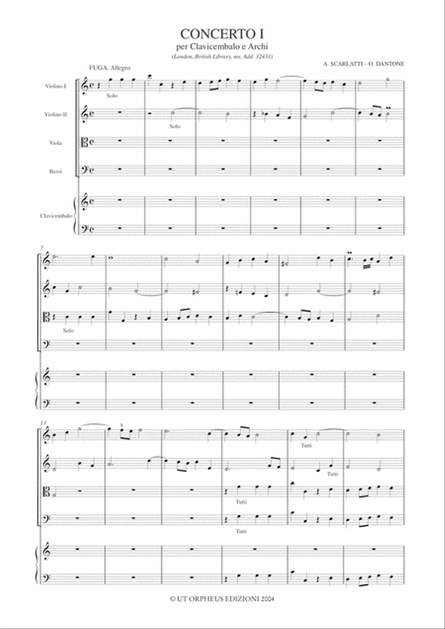 Concerto I (London, British Library, ms. Add. 32431) for Harpsichord and Strings Orchestra scores gallery preview page 2