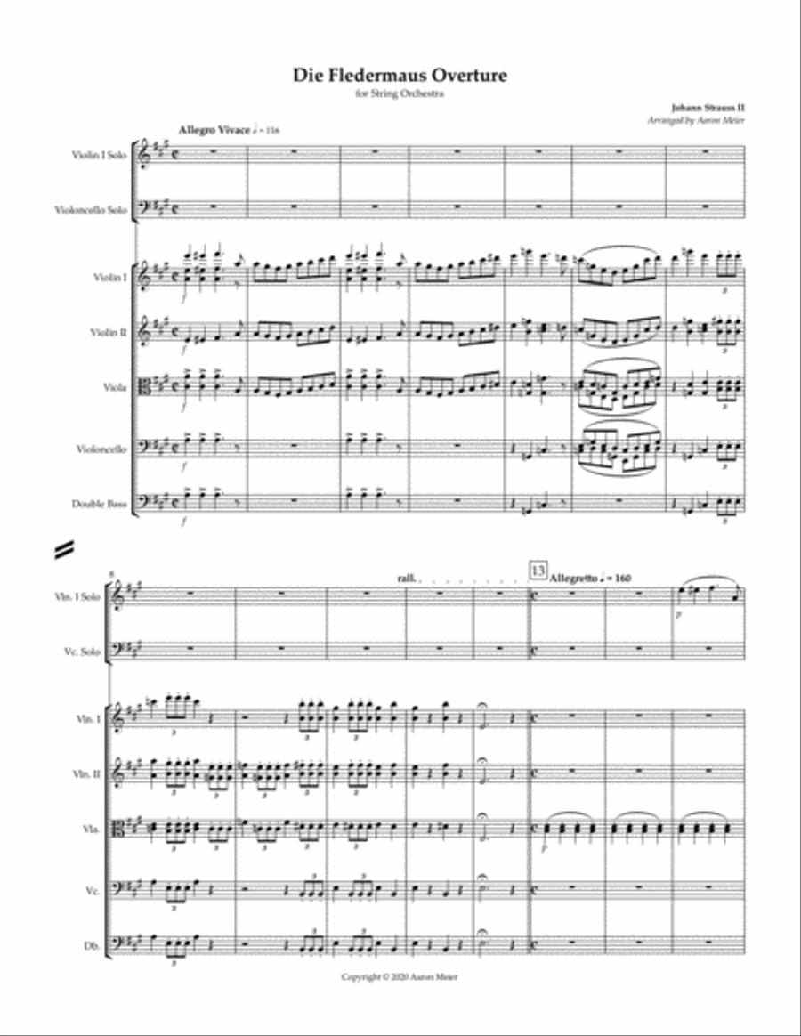 Die Fledermaus Overture (arr. for string orchestra): Score and Parts String Orchestra scores gallery preview page 2