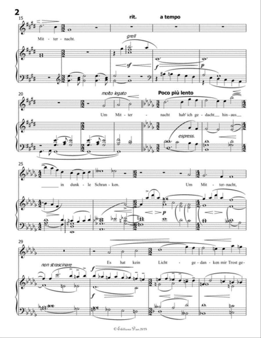 Um Mitternacht, by Mahler, in c sharp minor Piano, Vocal scores gallery preview page 4