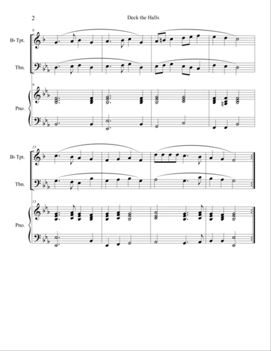 10 Christmas Duets for Trumpet and Trombone with Piano Accompaniment (Vol. 2) Brass Duet scores gallery preview page 4