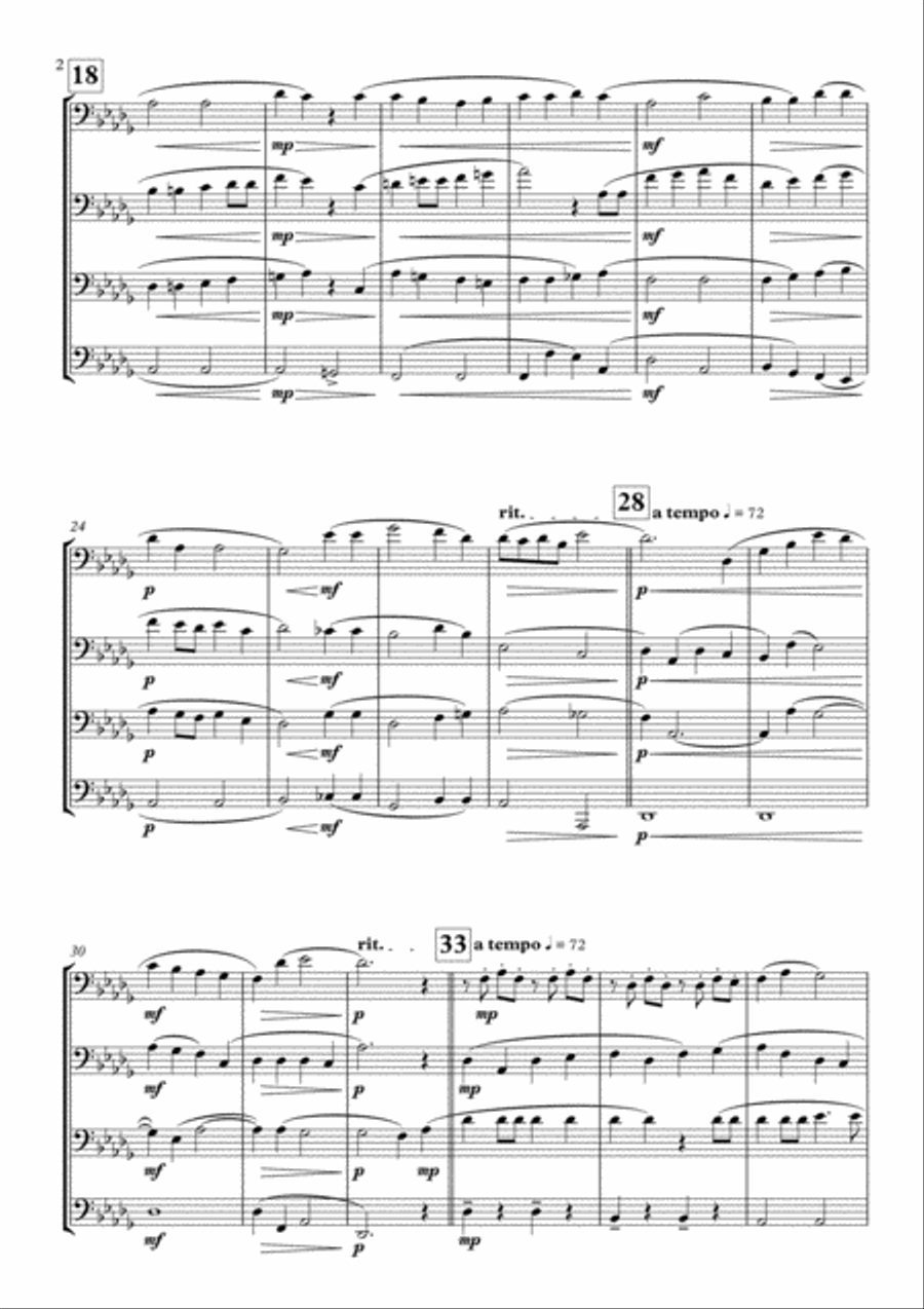The Lost Chord by Arthur Sullivan - TROMBONE QUARTET Brass Quartet scores gallery preview page 4