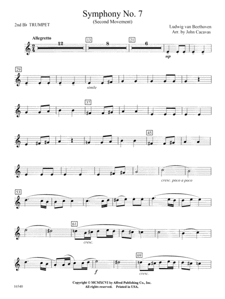 Symphony No. 7 (Second Movement): 2nd B-flat Trumpet