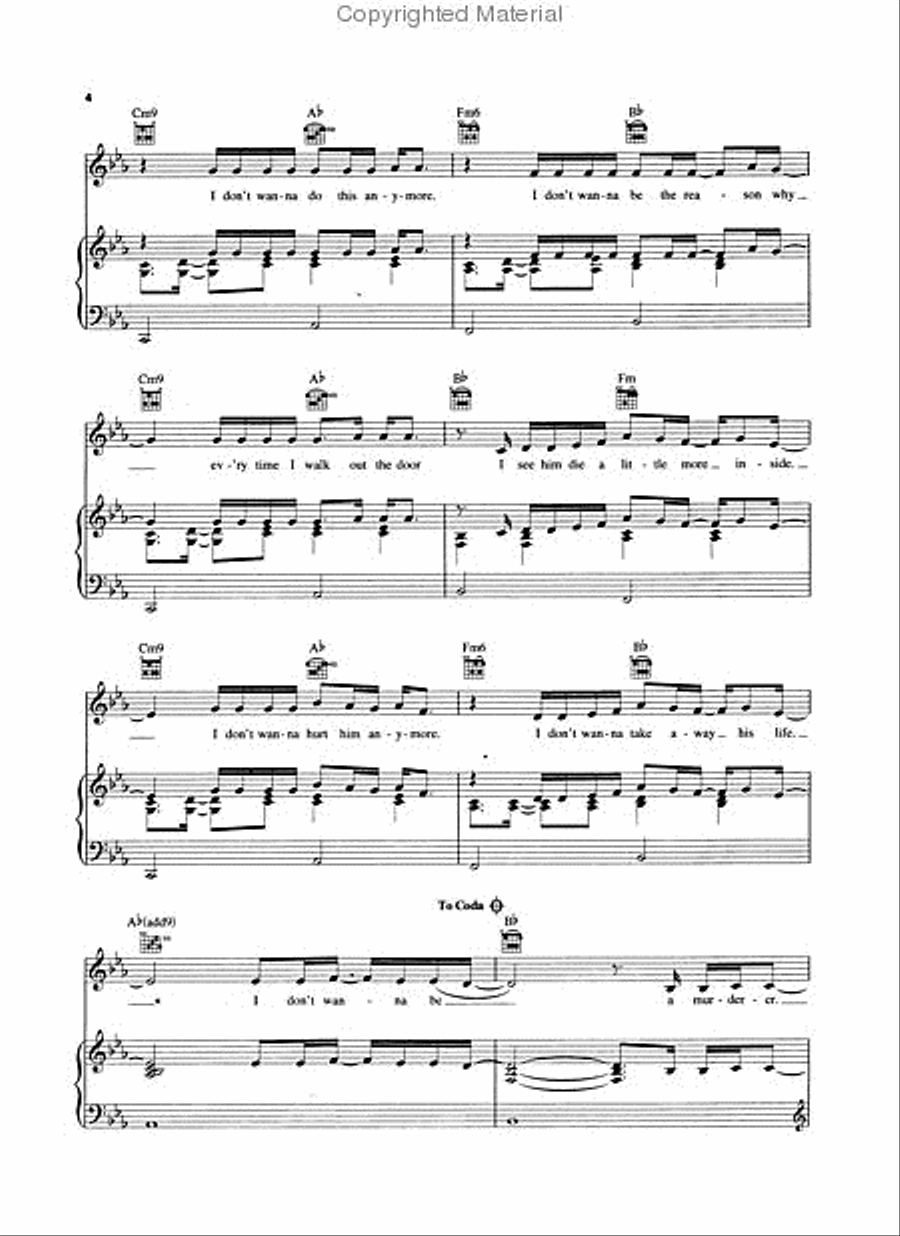 Unfaithful Piano, Vocal, Guitar scores gallery preview page 3