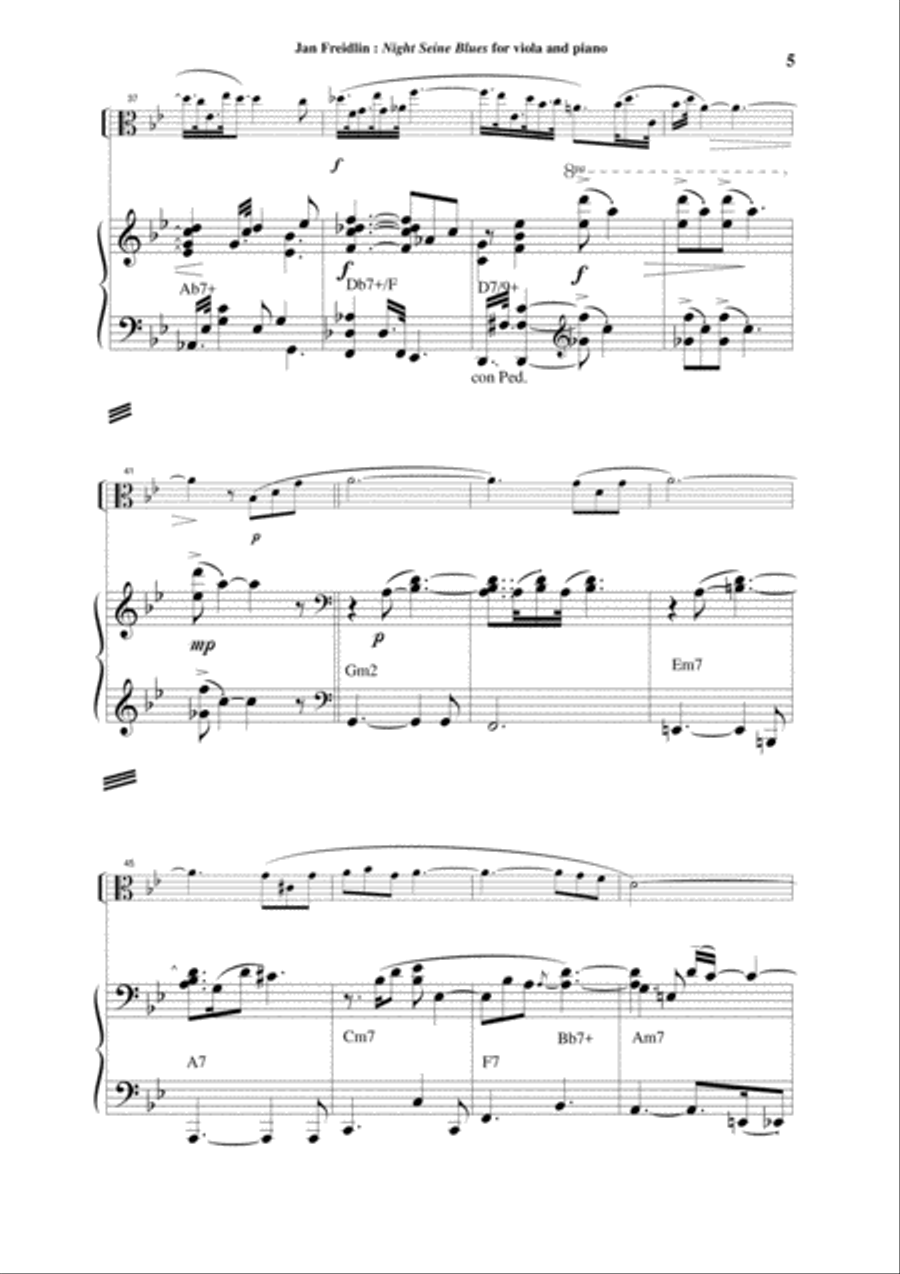 Jan Freidlin: Night Seine Blues for viola and piano Piano scores gallery preview page 5