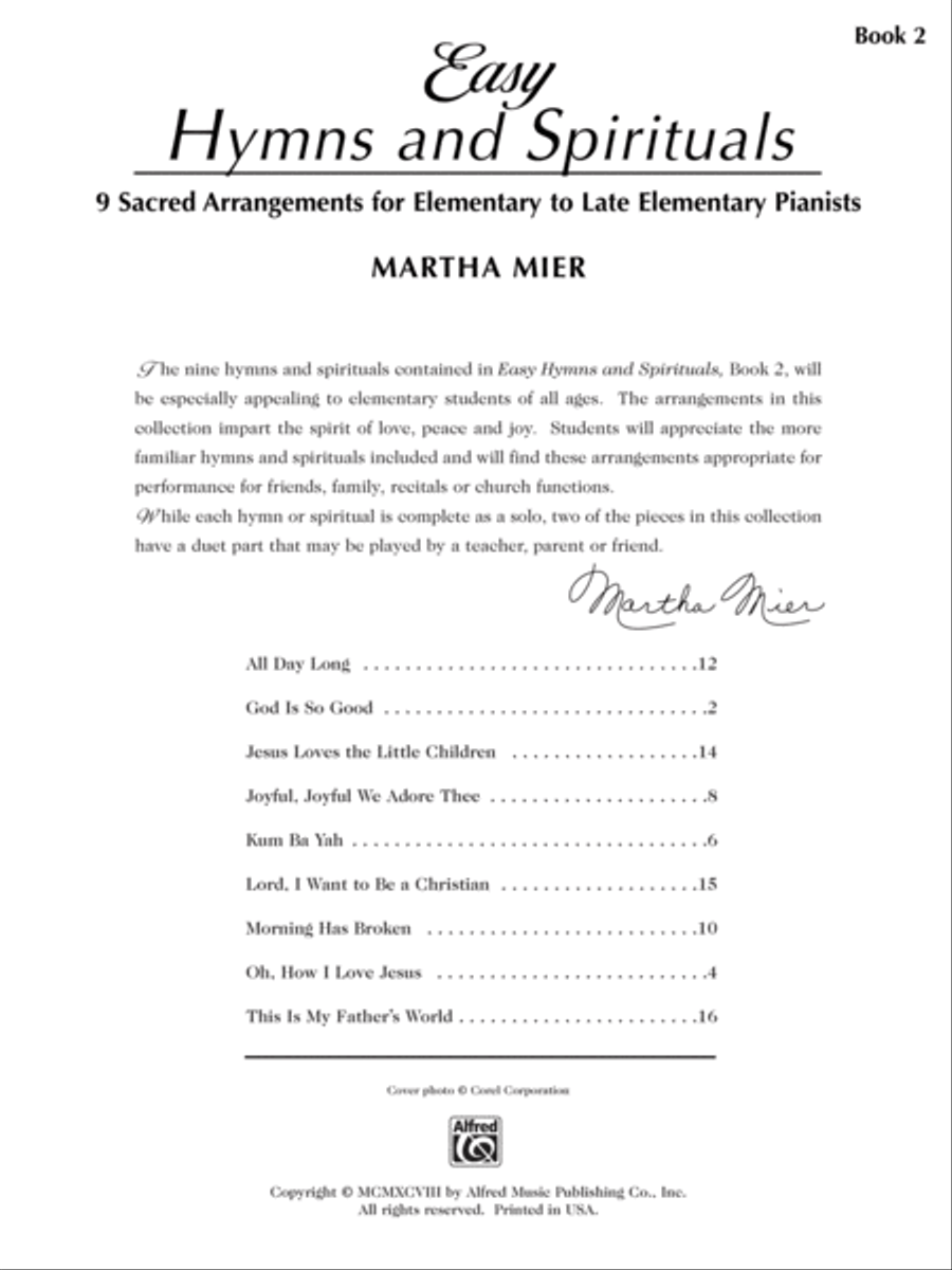 Easy Hymns and Spirituals, Book 2 Easy Piano scores gallery preview page 2