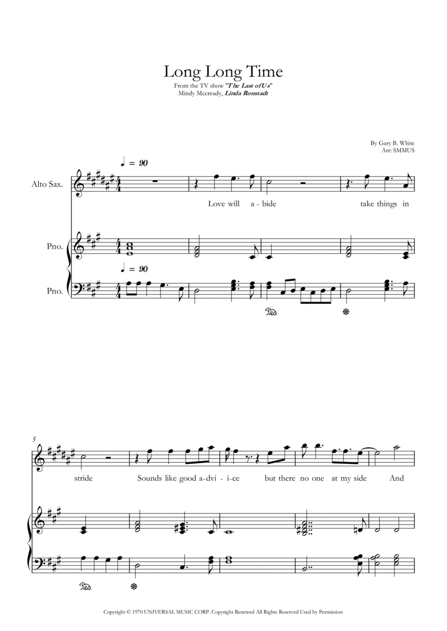 Long Long Time Alto Saxophone scores gallery preview page 1