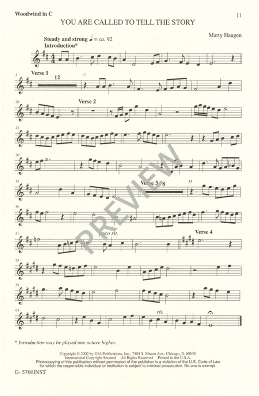 You Are Called to Tell the Story 4-Part scores gallery preview page 11