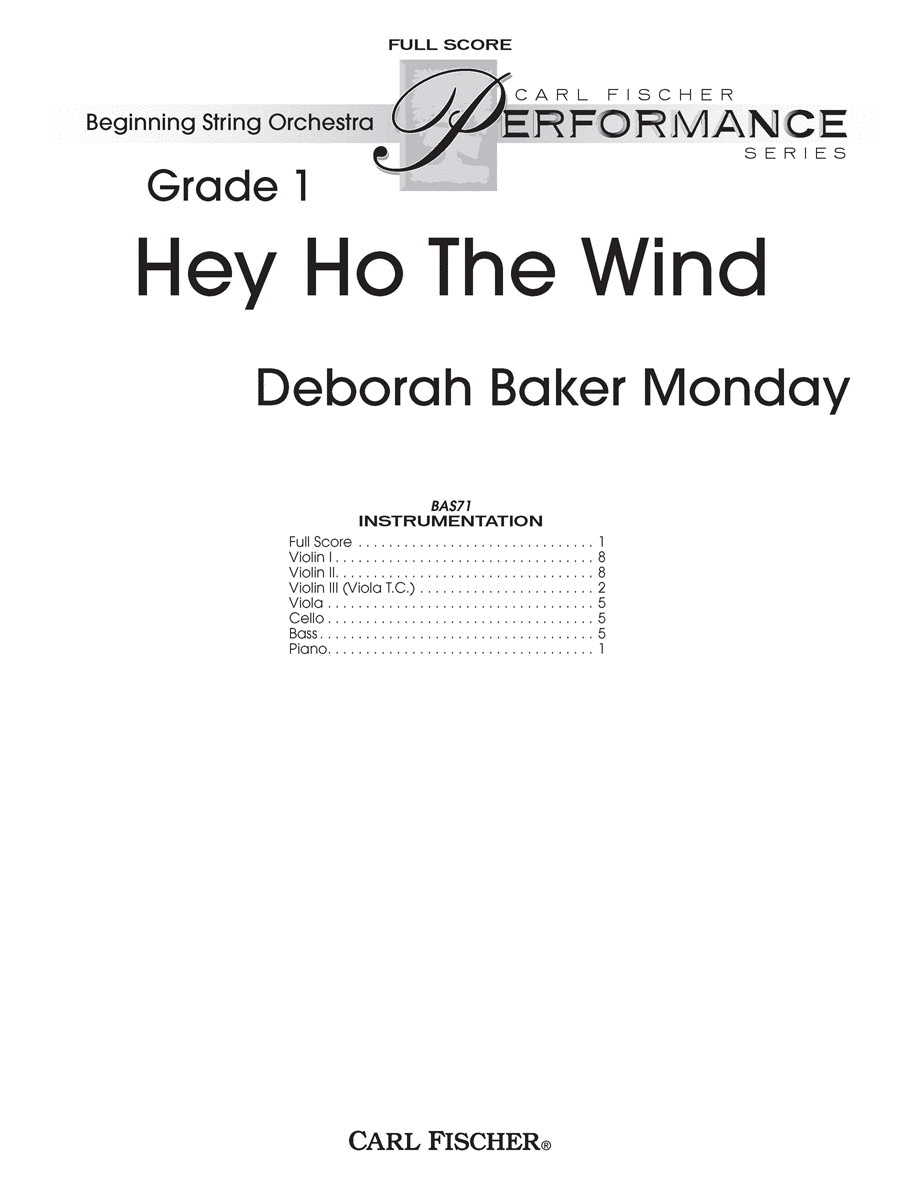 Hey Ho, The Wind Hey Ho, The Wind String Orchestra scores gallery preview page 1