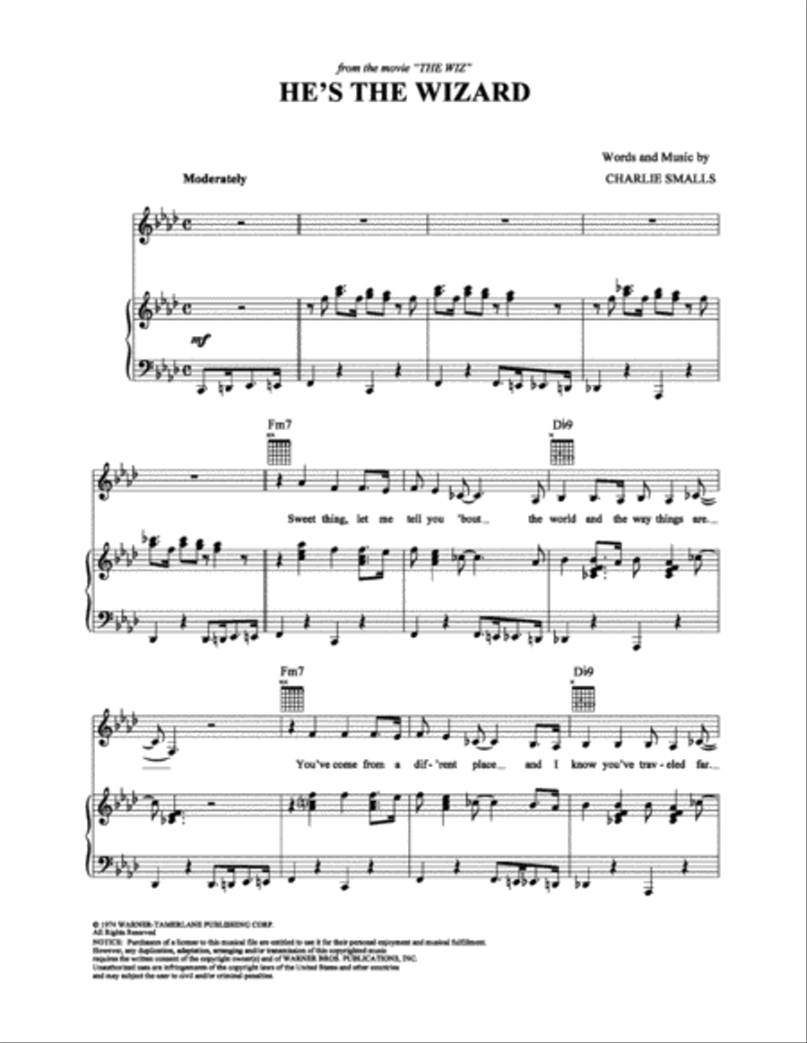 He's the Wizard Piano, Vocal, Guitar scores gallery preview page 1