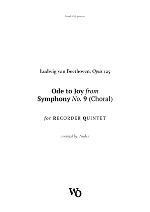 Book cover for Ode to Joy by Beethoven for Recorder Quintet