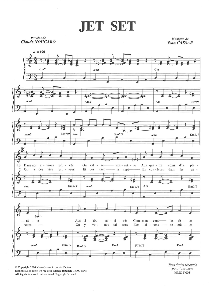 Jet Set Piano, Vocal scores gallery preview page 1