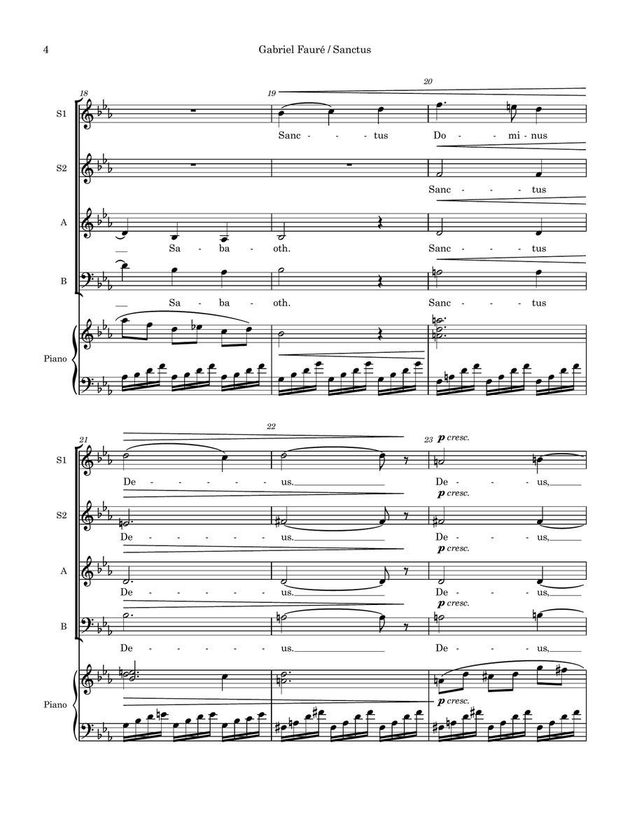 Sanctus (from the Fauré Requiem) (SSAB) Choir scores gallery preview page 4