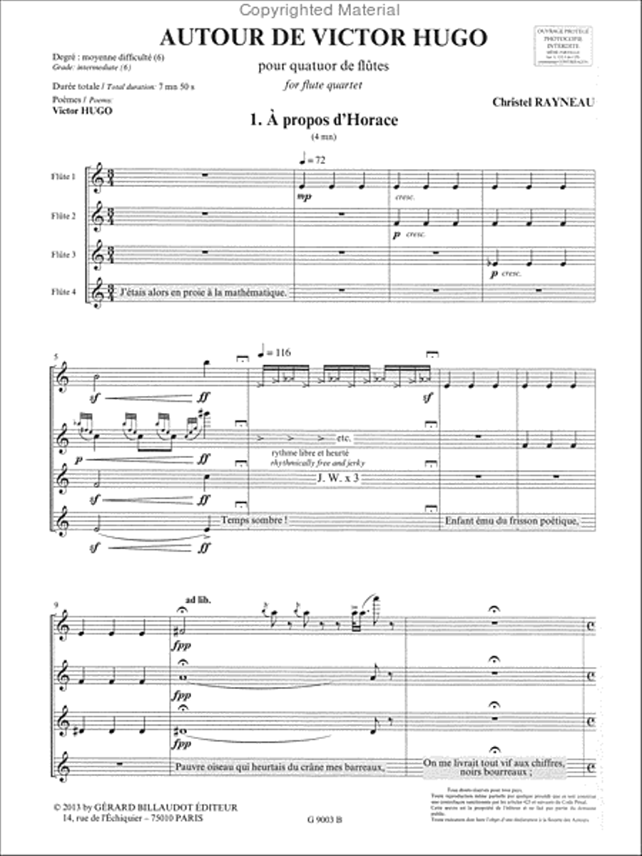 Autour de Victor Hugo Flute Quartet scores gallery preview page 2