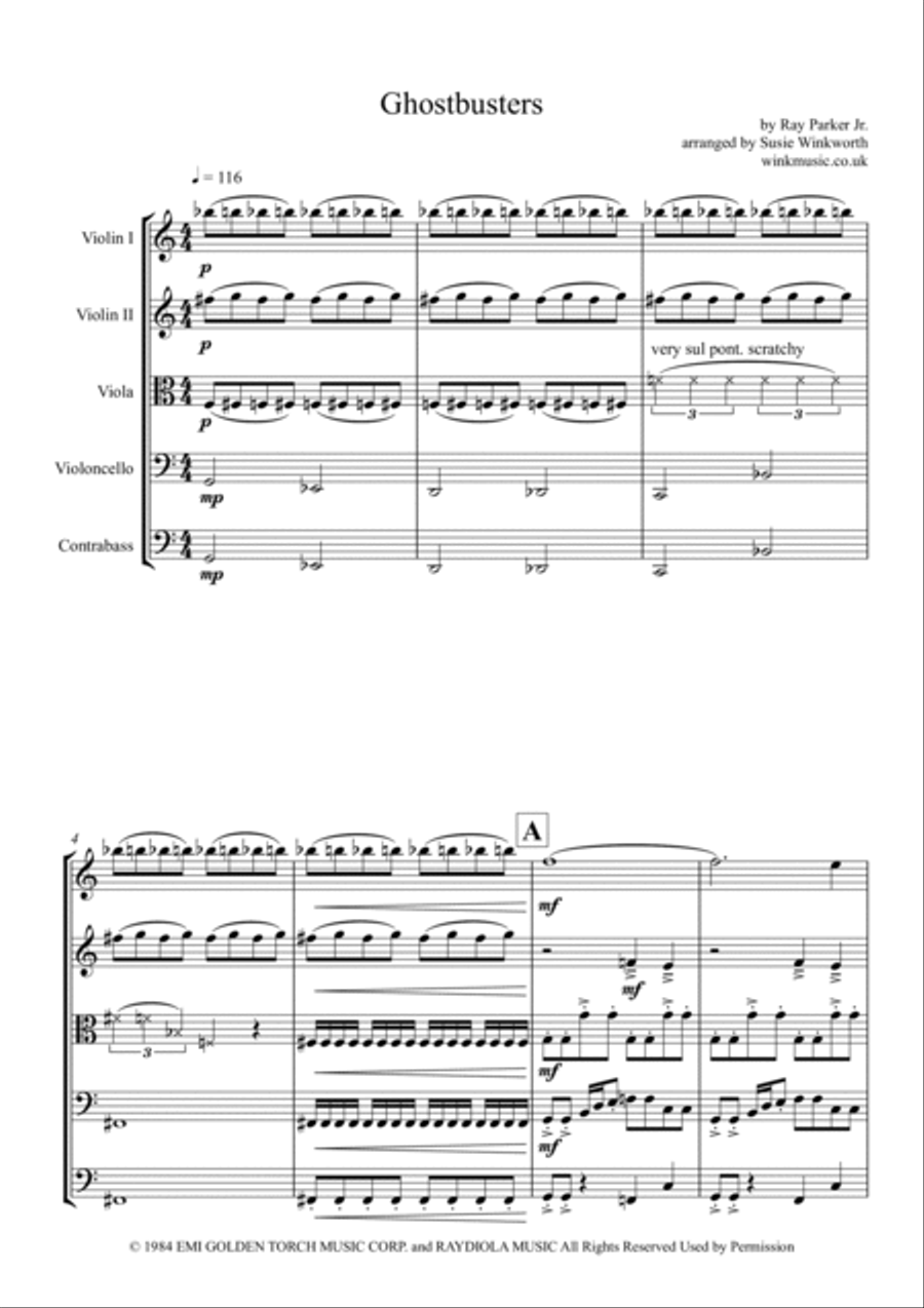 Ghostbusters String Quintet scores gallery preview page 4