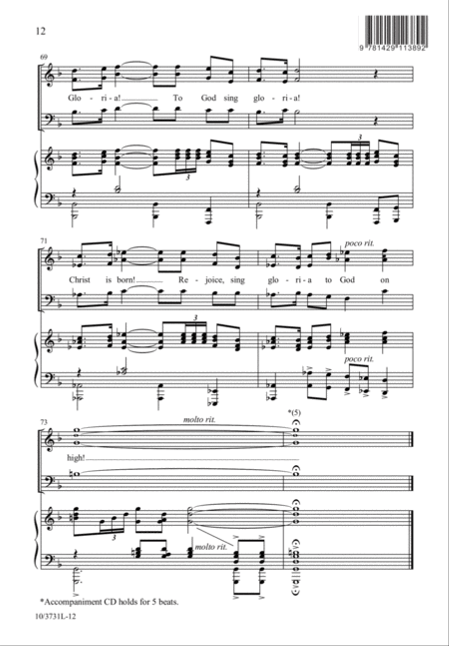 Gloria! To God Sing Gloria! 3-Part scores gallery preview page 12