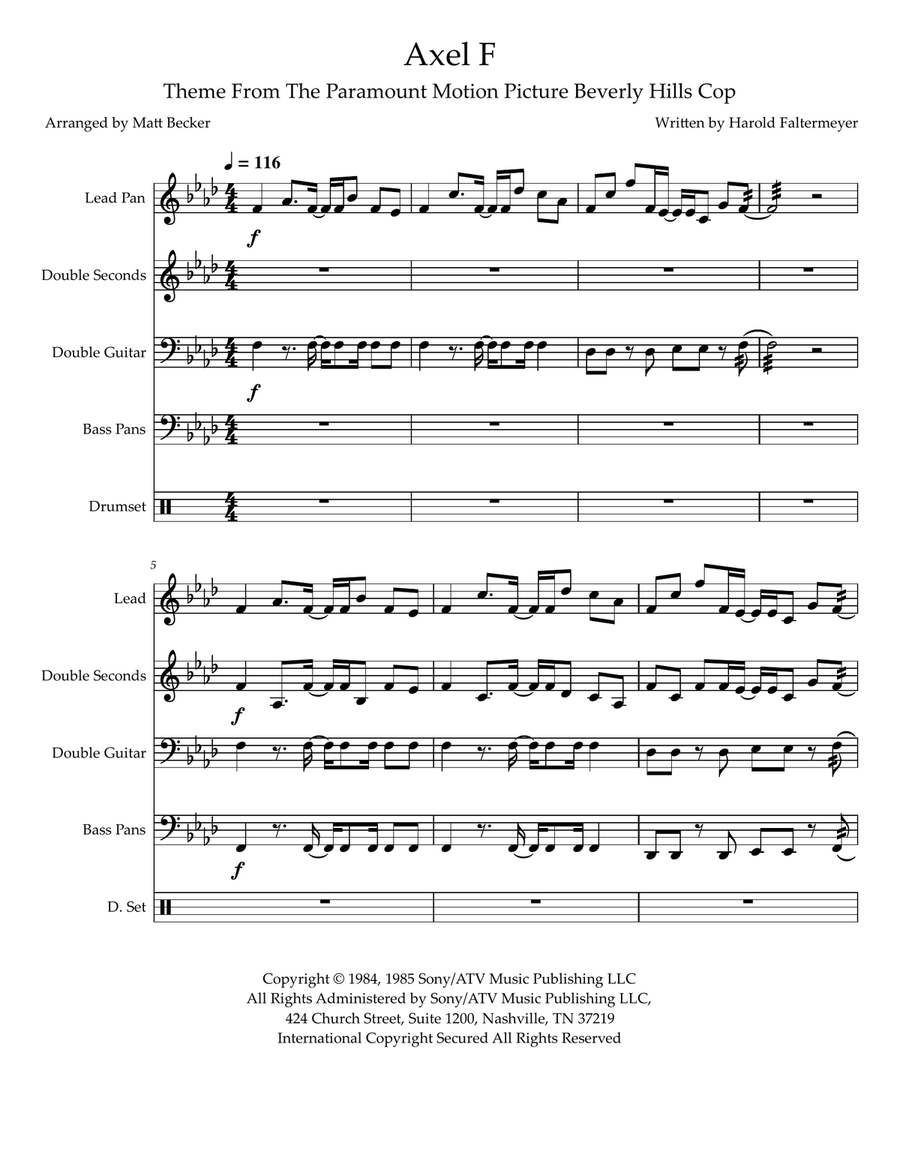Axel F Steel Drum Band scores gallery preview page 1