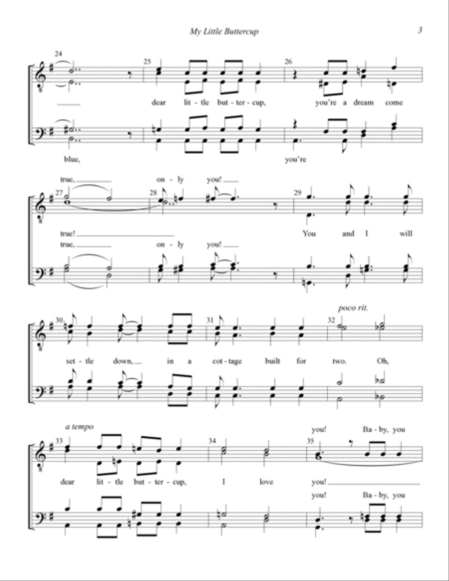 My Little Buttercup (arr. Dan Wessler) TTBB scores gallery preview page 3