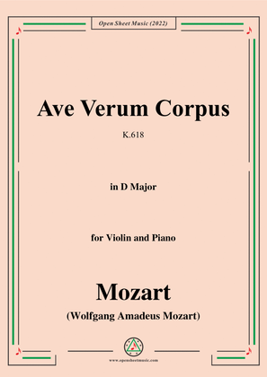 Book cover for Mozart-Ave Verum Corpus,K.618,in D Major,for Violin and Piano