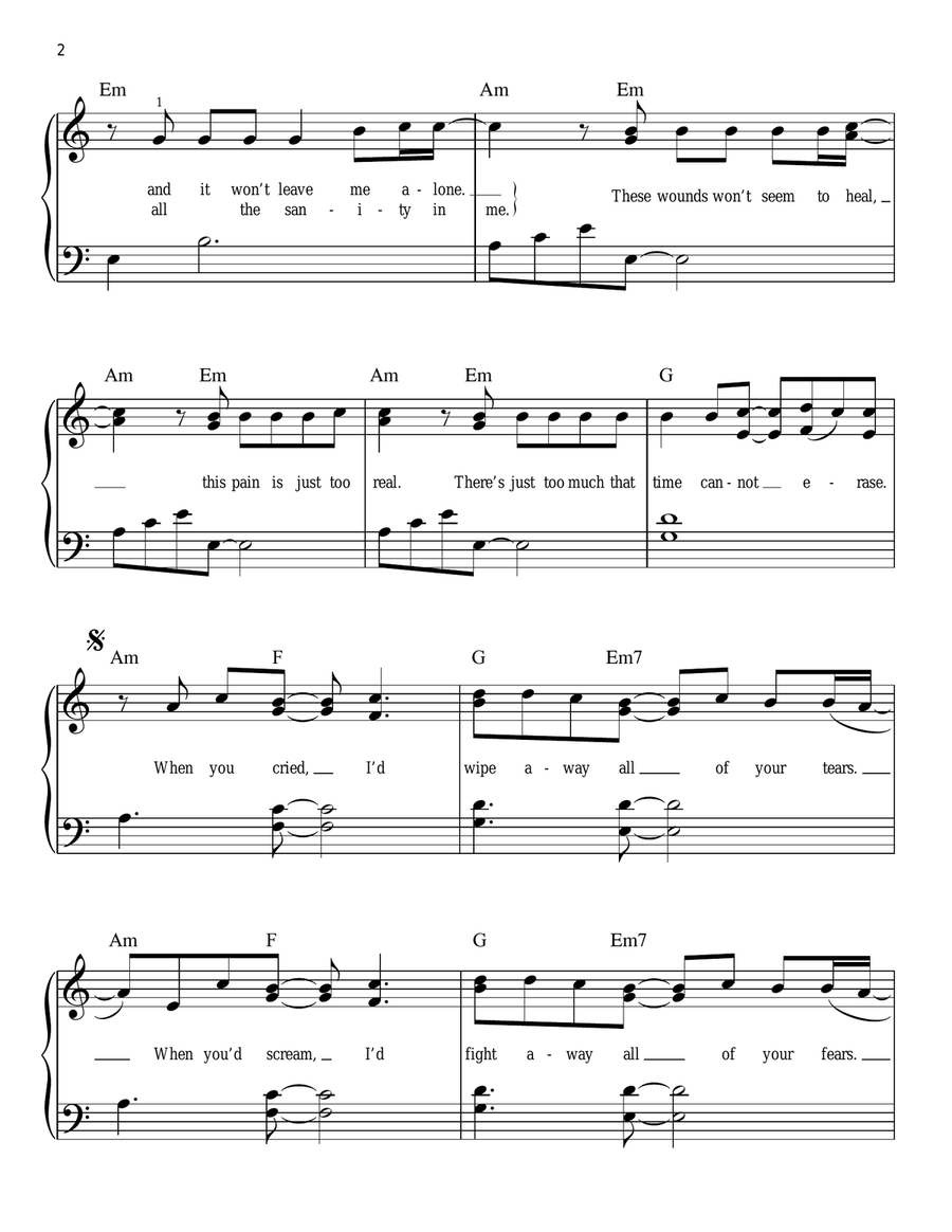 My Immortal Easy Piano scores gallery preview page 2