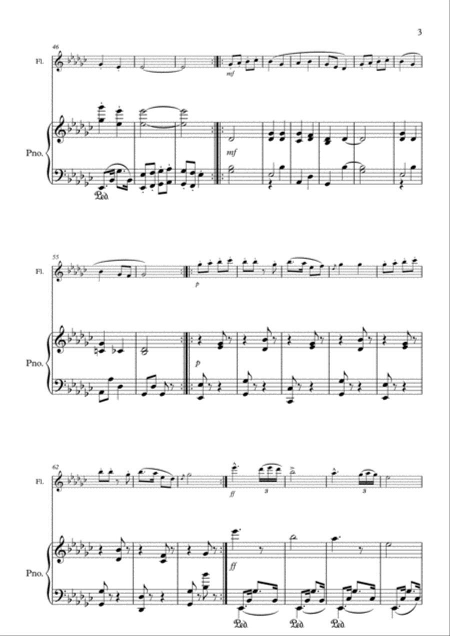 Humoresque No.1 A. Dvorak (Flute and Piano) Flute Solo scores gallery preview page 3